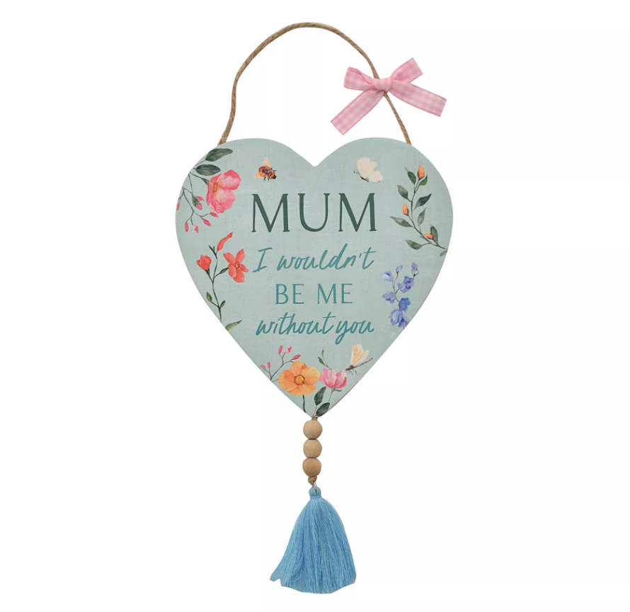 The Cottage Garden Hanging Heart Plaque With Tassel "Mum"