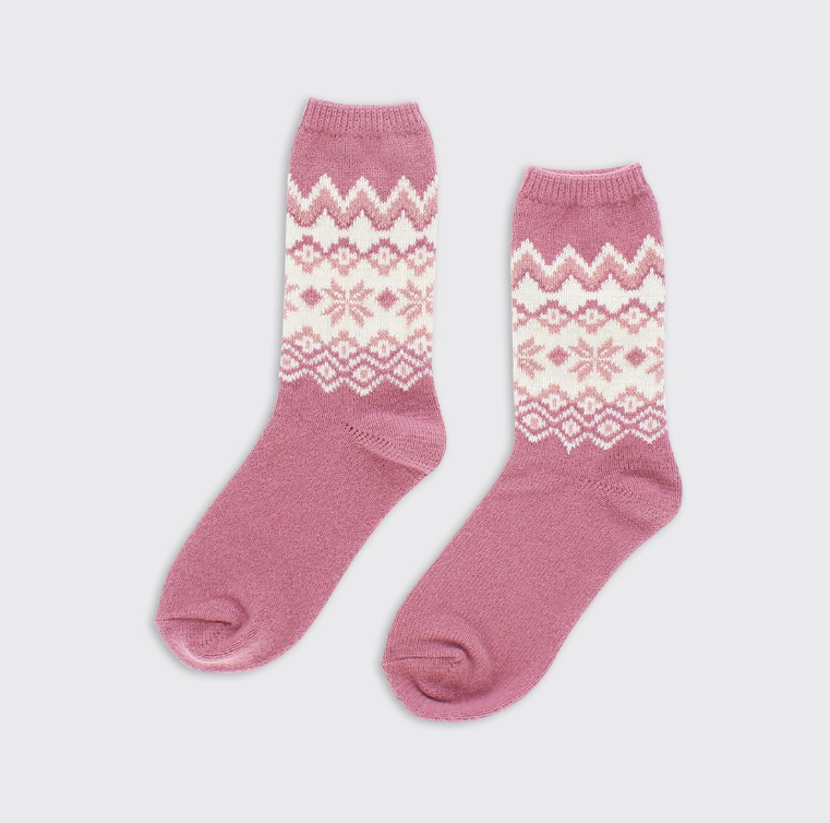 Darcie Fairisle Socks - Pink