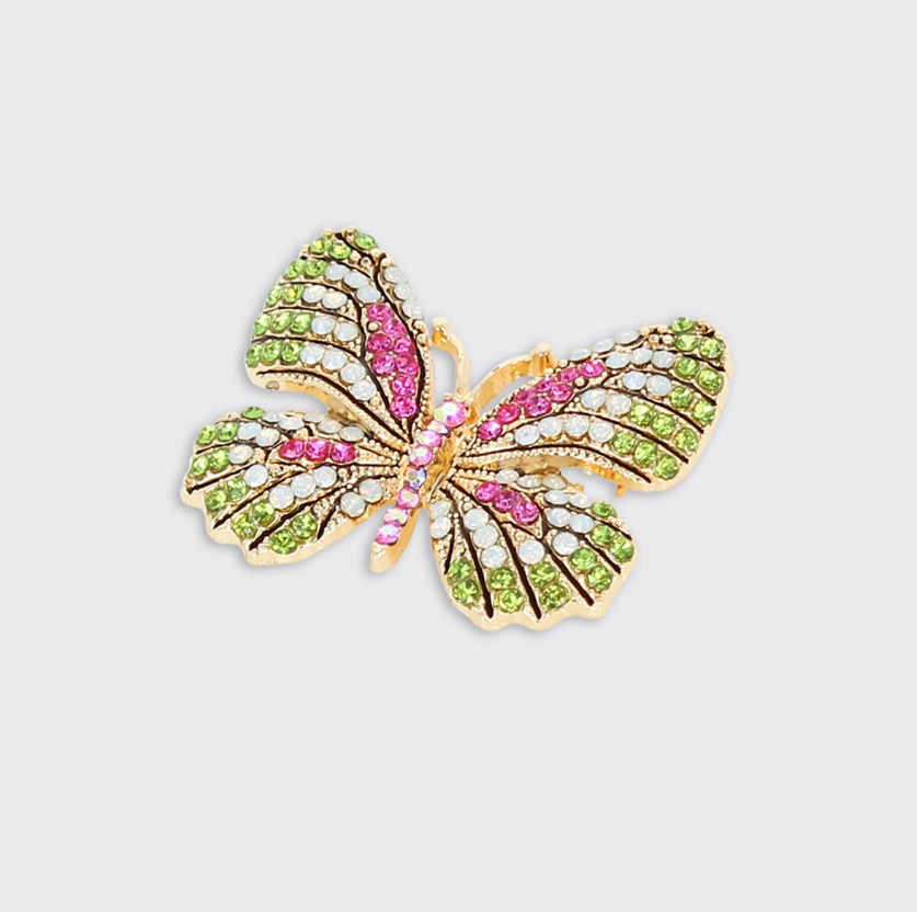 Butterfly Brooch- Pink/Green