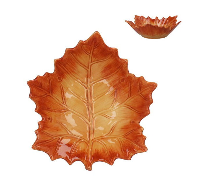 Ceramic Bowl 22cm - Russet Sycamore Leaf