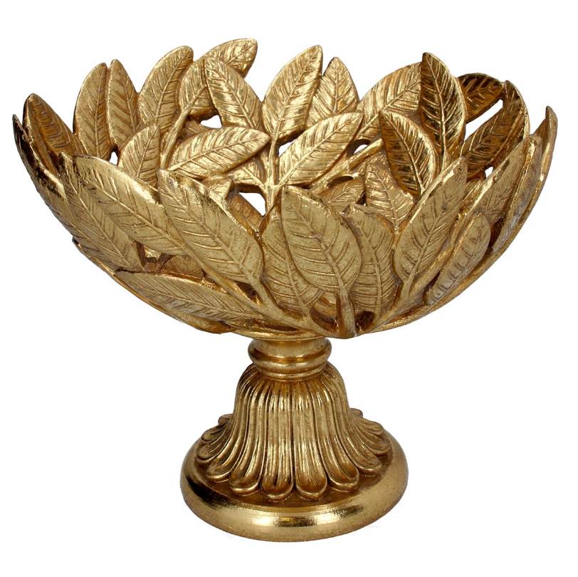 Gold Leaf Bowl on Pedestal Ornament 24cm