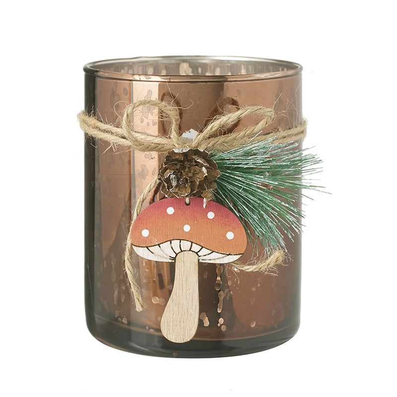 Mottled T-Light Holder & Mushroom Dec