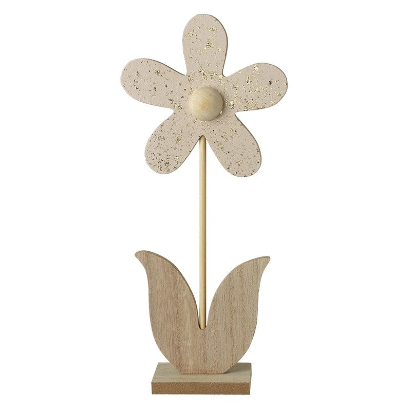 Pink Speckled Wooden Daisy On Stand