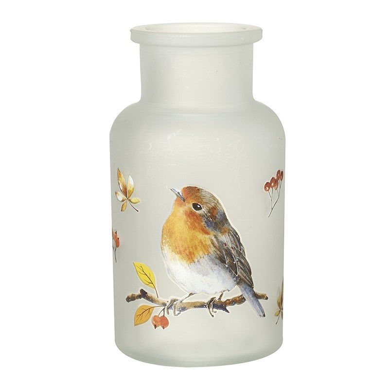 Frosted Glass Robin Jar
