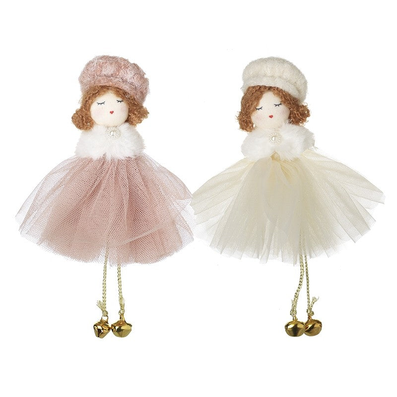 Pink & Cream Girl In Net Skirt