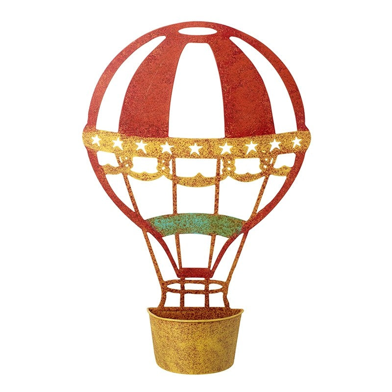 Red with Gold Stars Metal Hot Air Balloon Pot