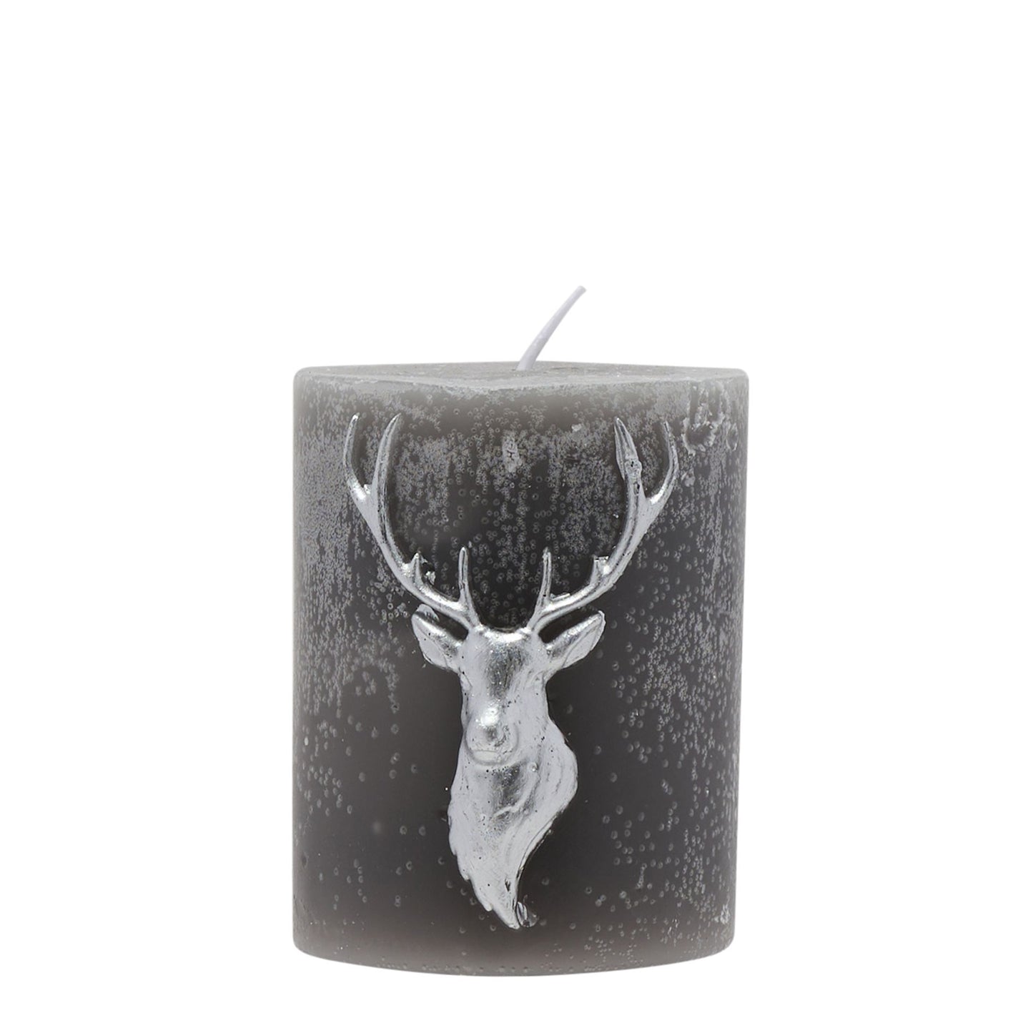 Stag Grey & Silver Pillar Candle