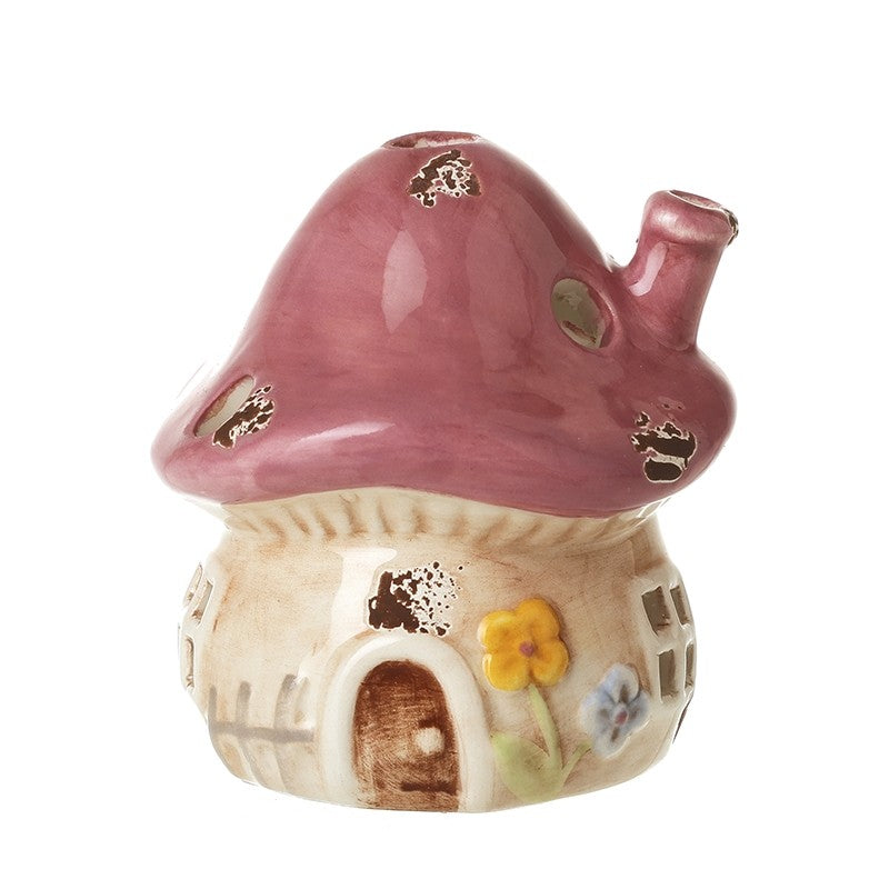 Pink Ceramic Mushroom House Ornament 7.5CM
