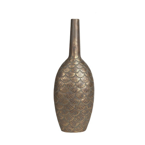 Bronze Tone Overlapping Scalloped Vase 60cm