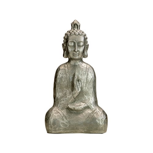 43CM Sitting Carved Buddha - Silver