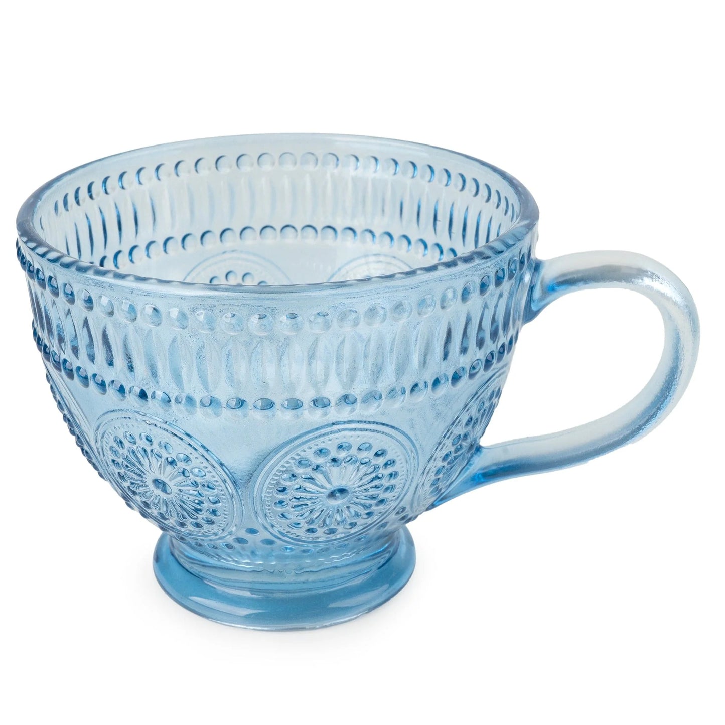 Pressed Glass Mug - Blue