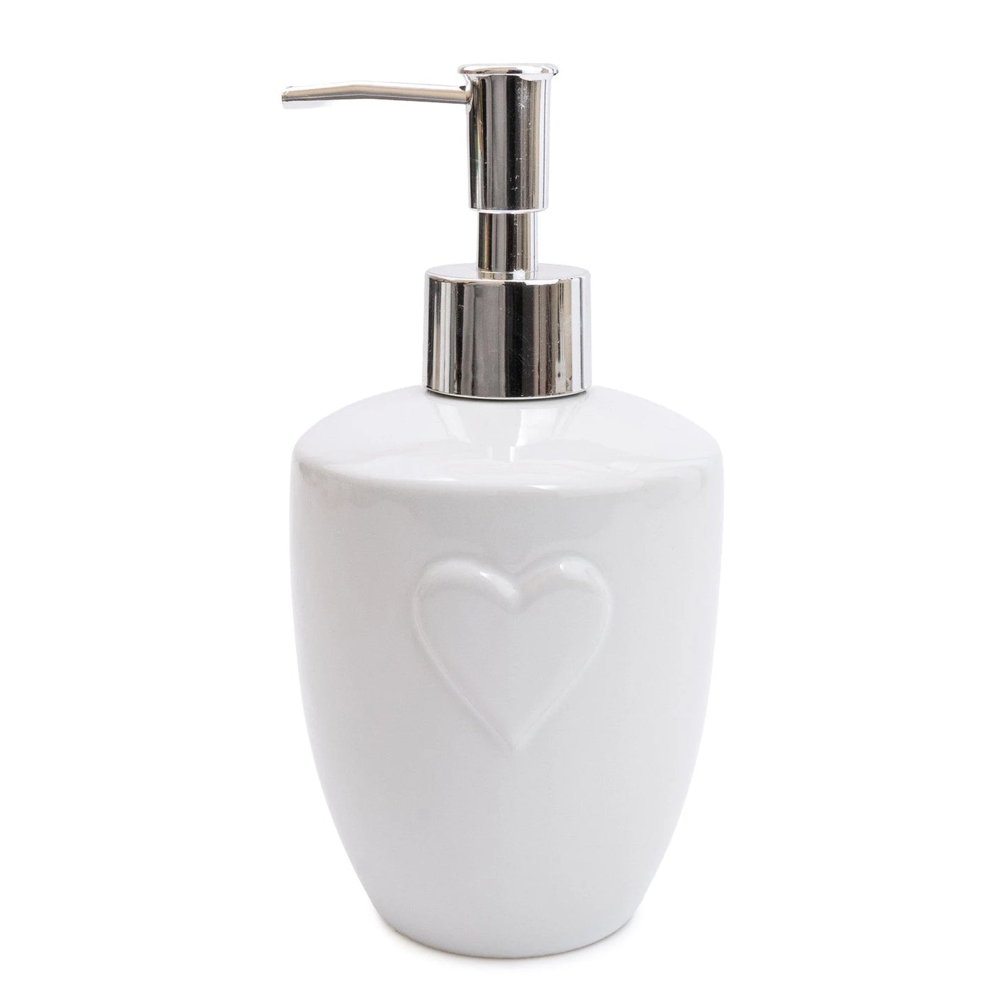 Bathroom Soap Dispenser Embossed Heart White