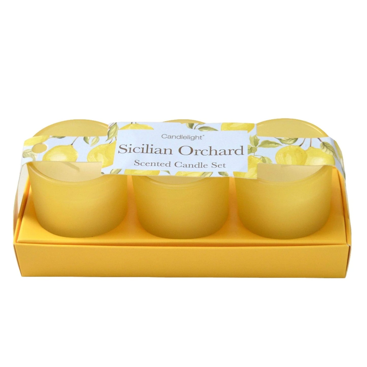 Sicilian Orchard Set of 3 Mini Votives Candles in Gift Box Basil and Wild Lemon Scent