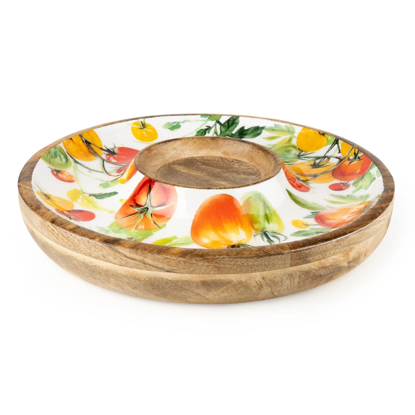 Chip & Dip Dish Mango Wood - Tomatoes