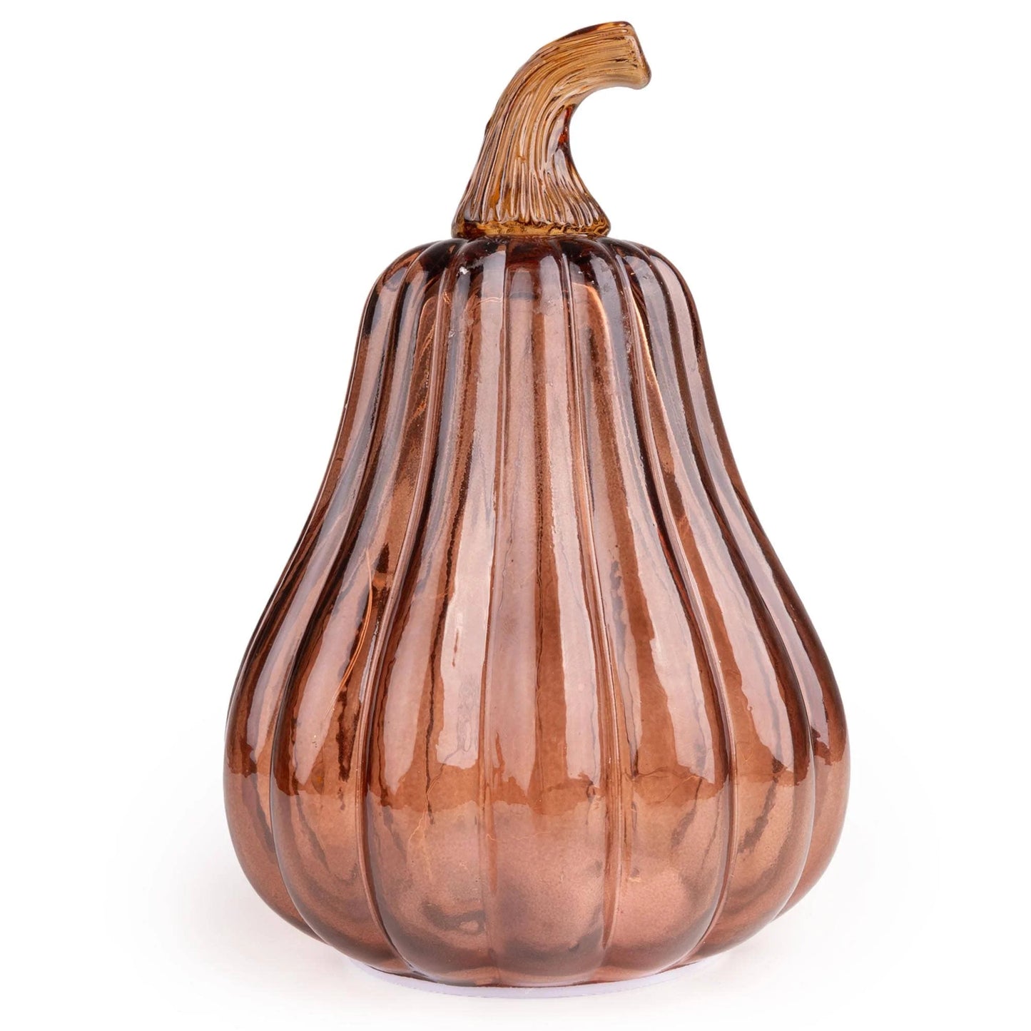 Tall LED Glass Pumpkin - Dark Orange