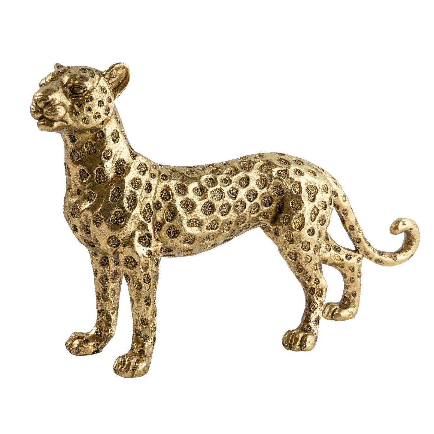 31cm Resin Standing Leopard - Gold