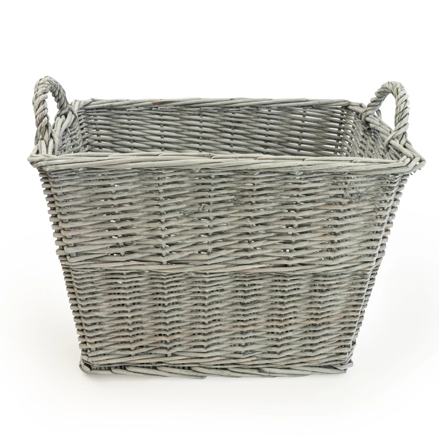 Rectangular Wicker Log Basket - Grey 42cm