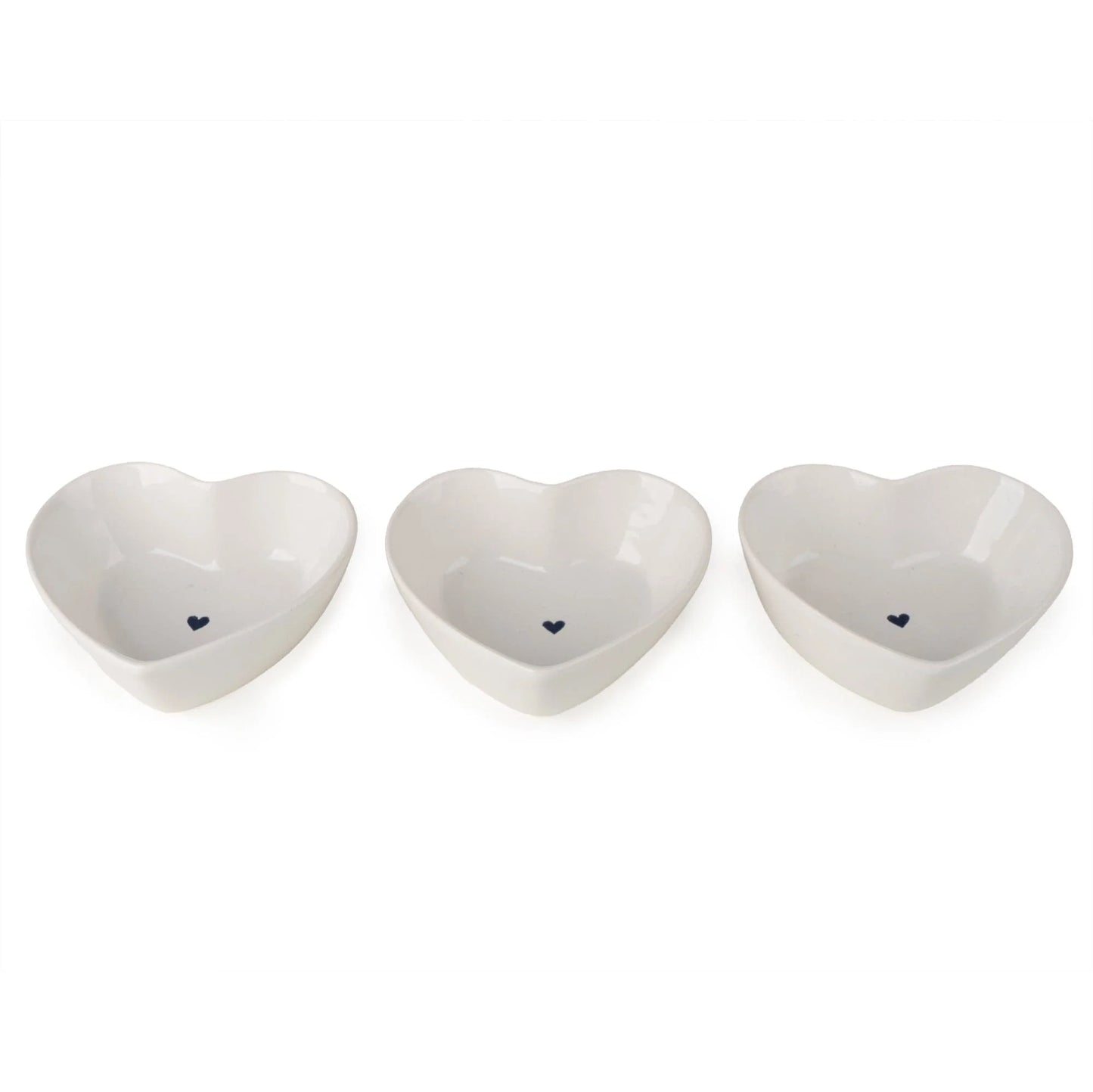 Set of 3 Ceramic Nibble Bowls - Hearts