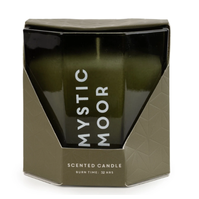 Octagonal Glass Candle - Forest Green