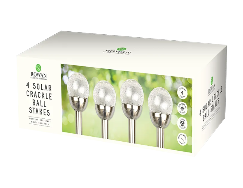 Colour Changing Crackle Ball Solar Lights 4pk