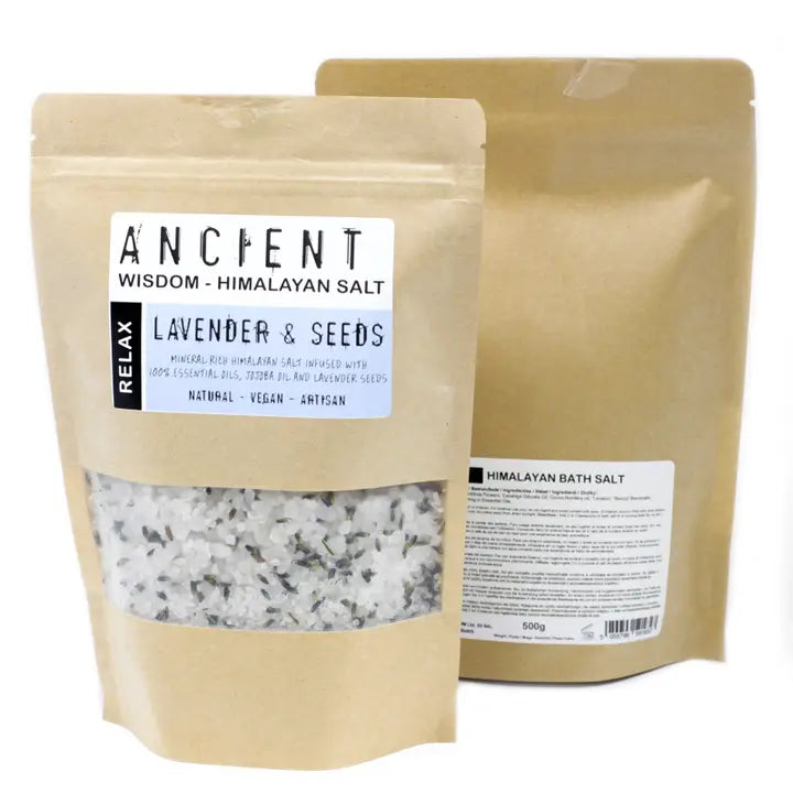 Himalayan Bath Salt Blend 500g - Relax - Lavender Essential Oils + Jojoba Oil