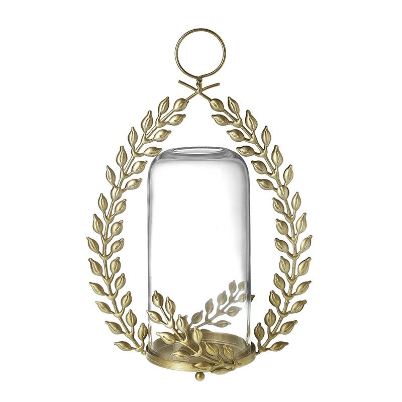 Metal Leaves Teardrop Candle Holder