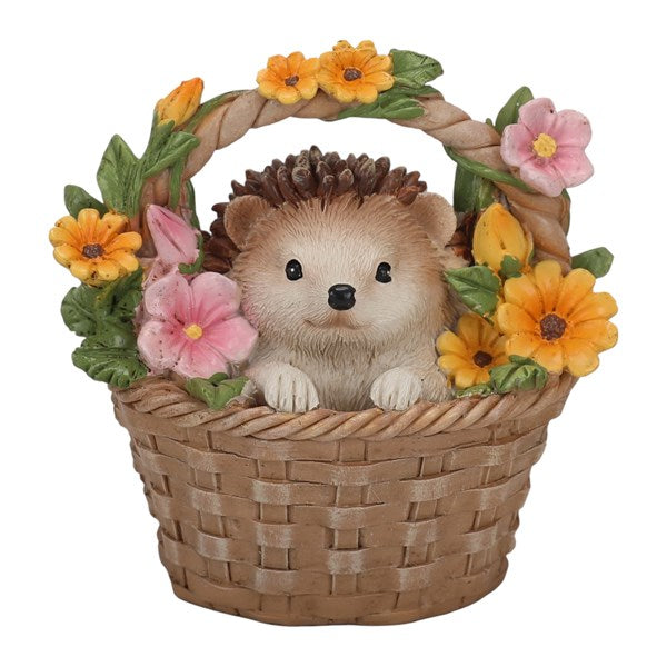 Hedgehog In Flower Basket 9cm