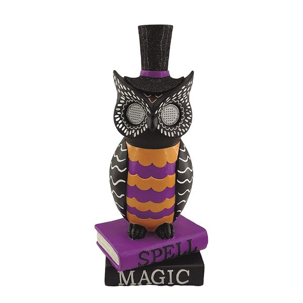 LED Moving Eyes Owl Wizard On Books 45cm