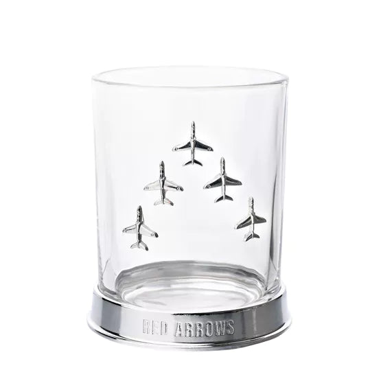 RAF Glass & Metal Whiskey Tumbler - Red Arrows