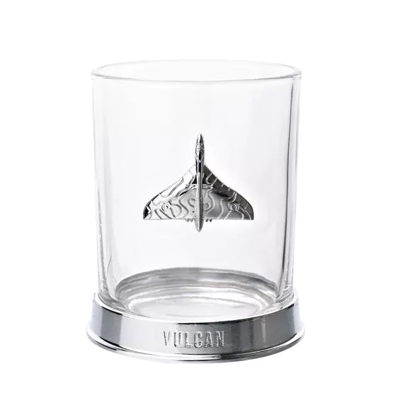 RAF Glass & Metal Whiskey Tumbler - Vulcan