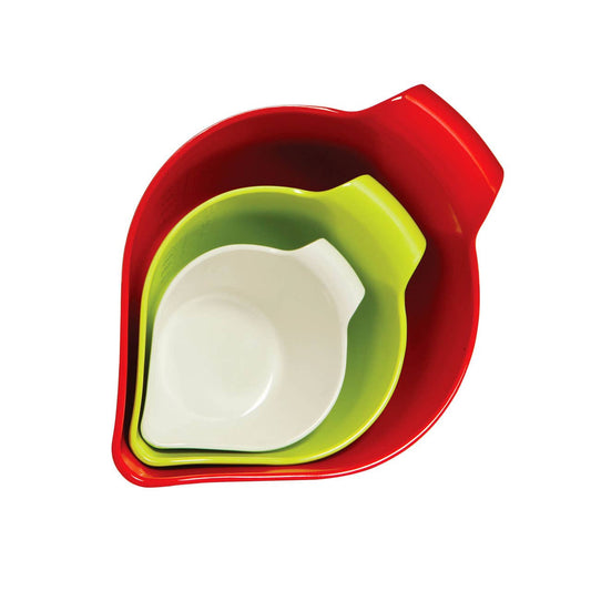 Set of 3 Assorted Coloured Melamine Measuring Bowls