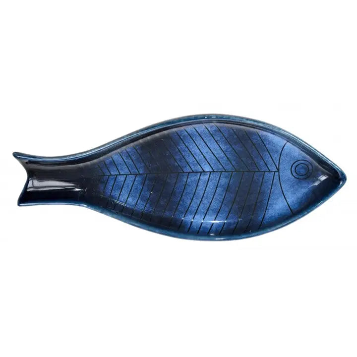 Ceramic Deep Blue Fish Plate