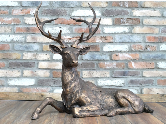 Laying Bronze Large Stag