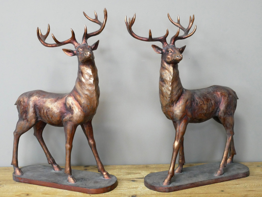Set Of 2 Bronze Stags