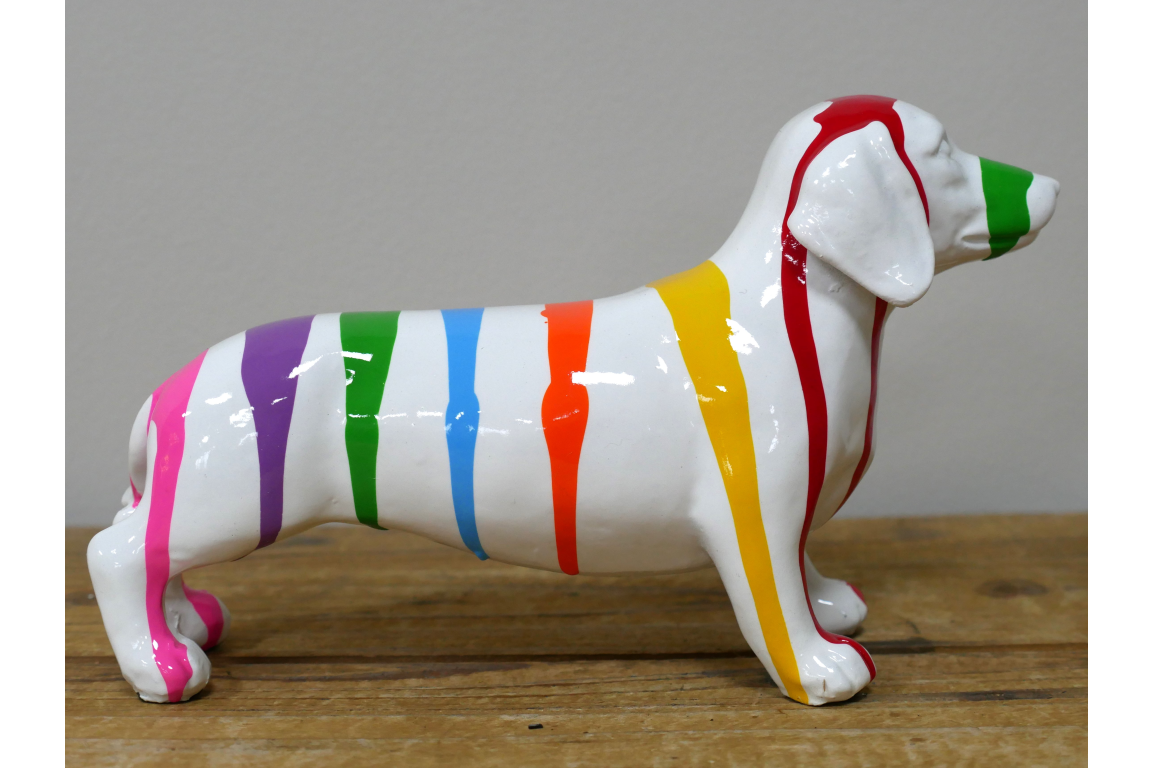 Dog With Multicolored Rainbow Stripes Ornament