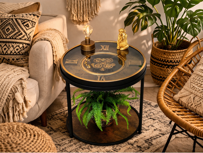 Clock With Cogs Side Table