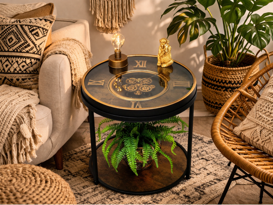 Clock With Cogs Side Table