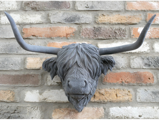 Grey Wall Mounting Highland Cow Ornament