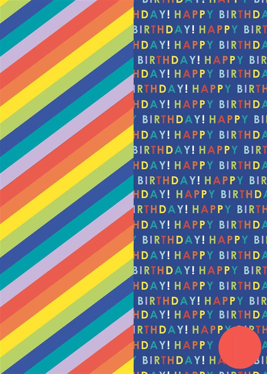 Rainbow Birthday Gift Wrap and Tag - 2 Sheets, 2 Tags