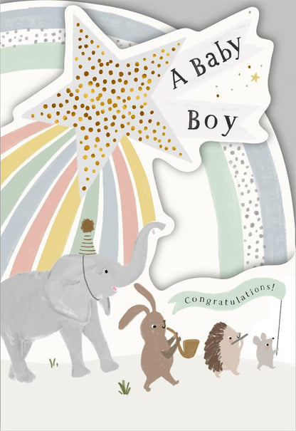 Birth of Baby Boy Card - Animal Congratulations
