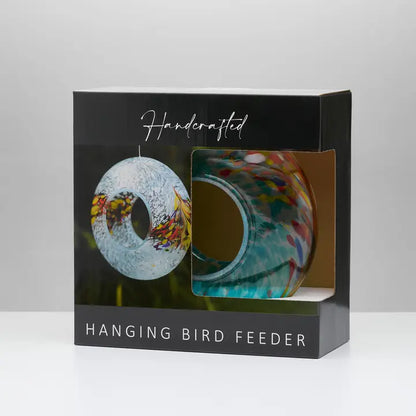 Hanging Glass Garden Bird Feeder - Red