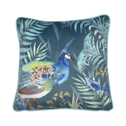 Peacock Jungle Cushion By Soiree in Teal 43 X 43cm