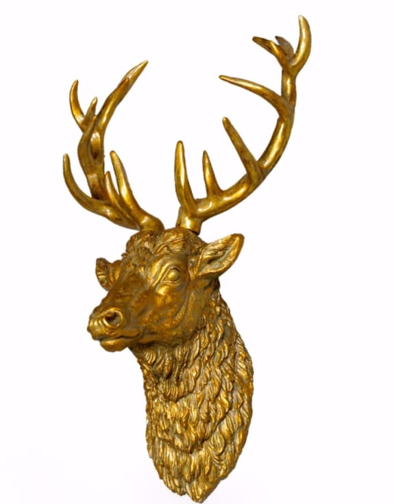 Large Antique Gold Stag Wall Head