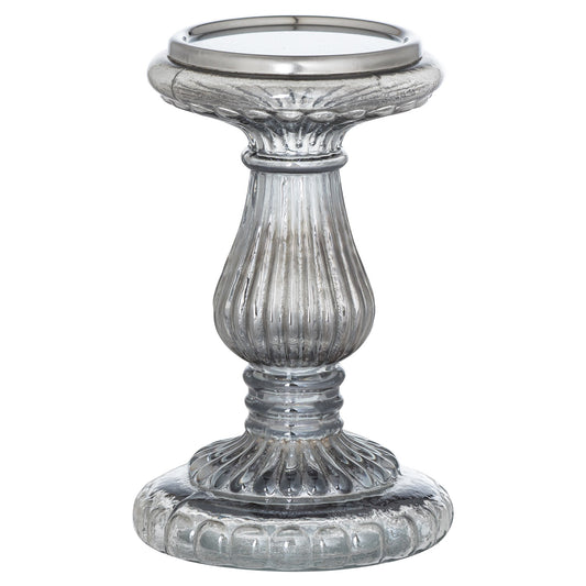 Smoked Midnight Pillar Candle Holder 18cm