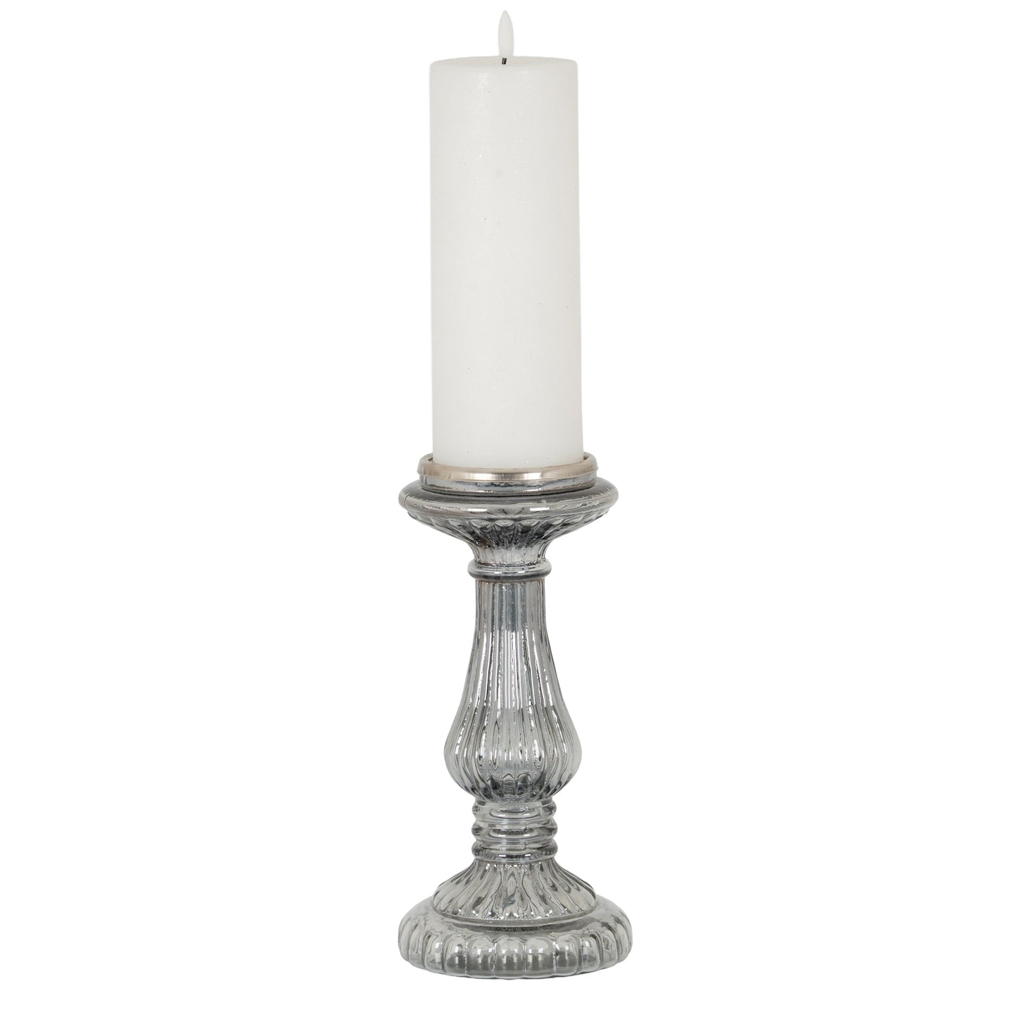 Smoked Midnight Pillar Candle Holder 25cm