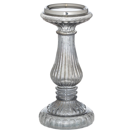 Smoked Midnight Pillar Candle Holder 25cm