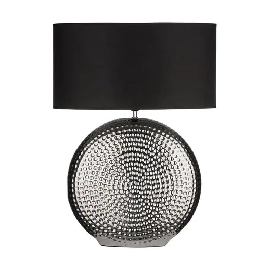 Large Evette Hammered Chrome Finish Table Lamp