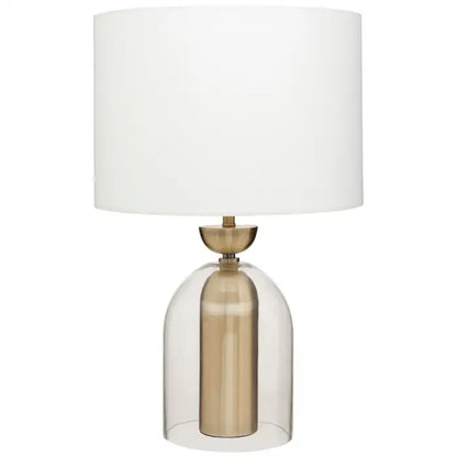 Sellis 55.5cm Glass And Brass Finish Table Lamp With White Shade