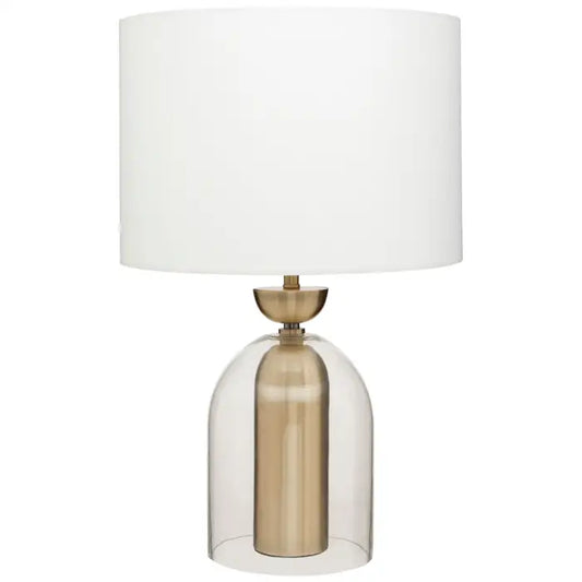 Sellis 55.5cm Glass And Brass Finish Table Lamp With White Shade