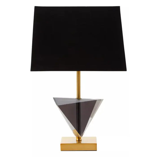 Halina Smoked Crystal Table Lamp with Gold Metal